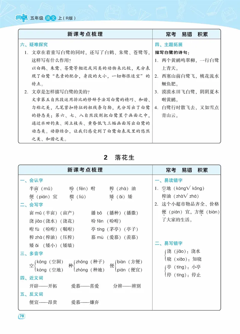 《名师划重点每课考点梳理·语文·5年级上_5年级上册同步教辅_5上语文_五上语文必背》第2页预览
