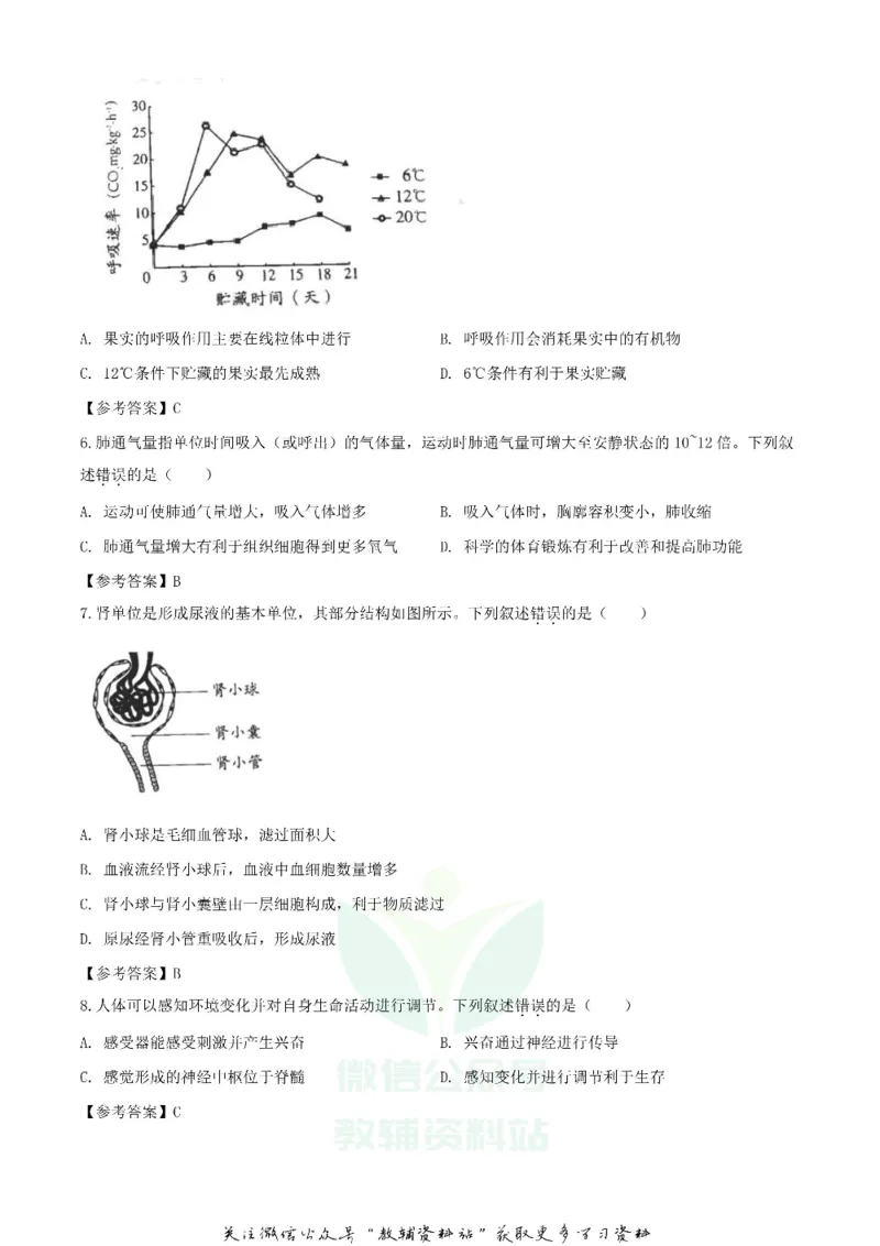 《2020北京房山中考生物试题及答案_初高中资料库_初中资料库（转存避免链接过期失效）_初中生物》第2页预览