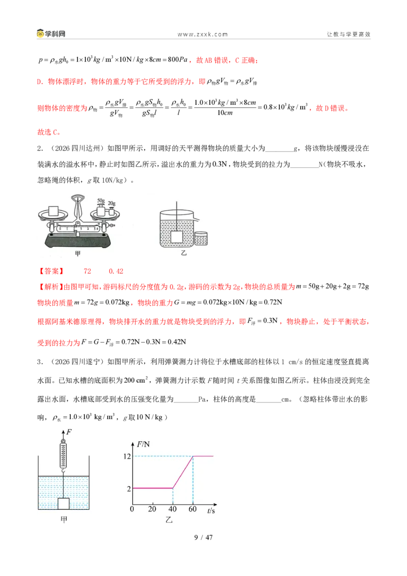 《专题09浮力及其应用（1年汇编）（全国通用01期）（解析版）_2026秋初中教辅合集_2027学科网&_2027好题汇编2026年中考物理真题分类汇编（物理）（全国通用）》第9页预览