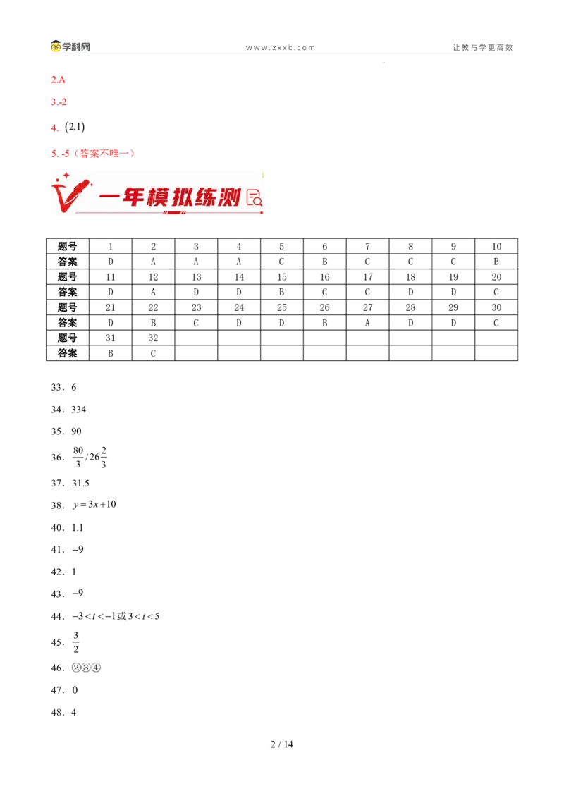 《专题04一次函数与反比例函数（5年汇编）（福建专用）（答案版）_2026秋初中教辅合集_2027学科网&_2027新好题汇编_2027新好题汇编2022-2026年中考数学真题分类汇编（福建专用）》第2页预览