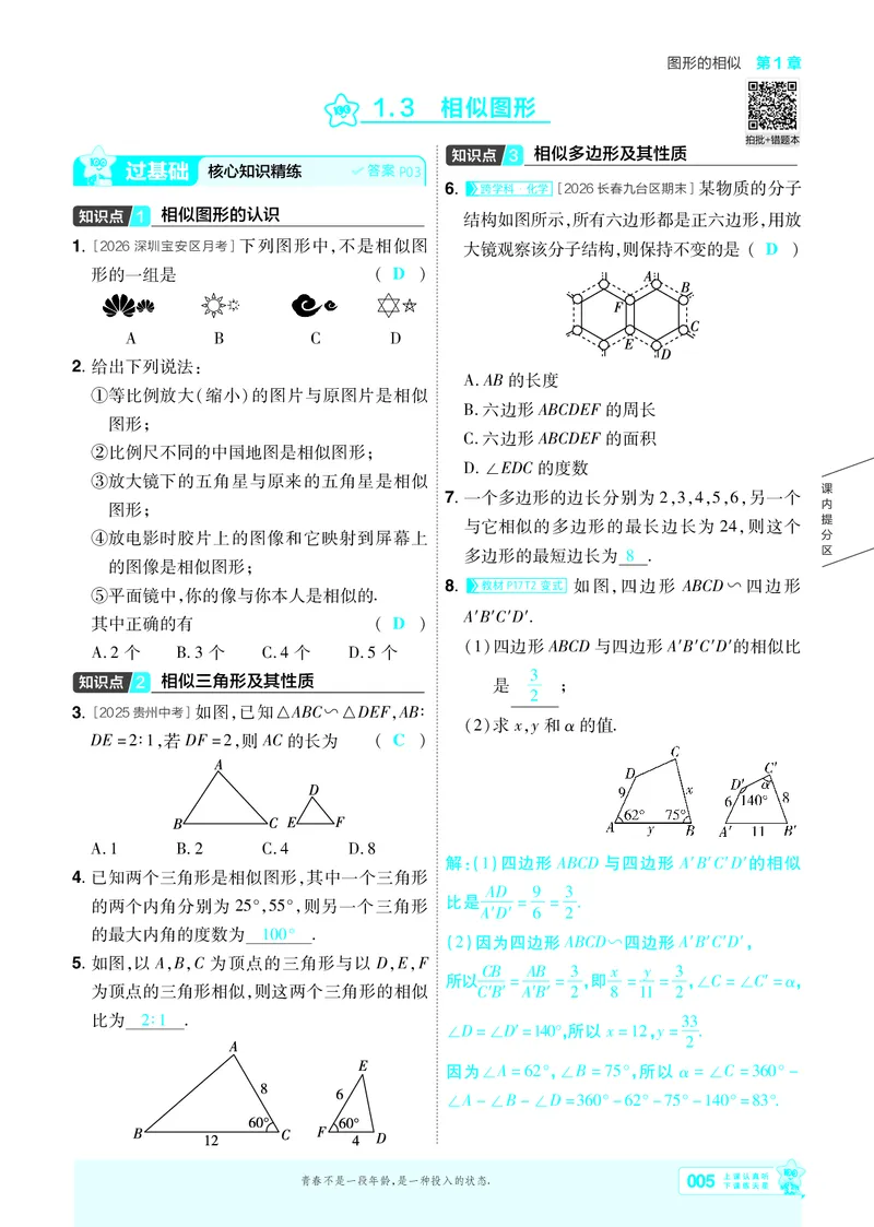 《26秋初中一遍过九上数学湘教主书教用_2026秋初中教辅合集_2027一遍过_2026《一遍过》9上_2027《天星教育•一遍过》9上数学（湘教版）》第5页预览