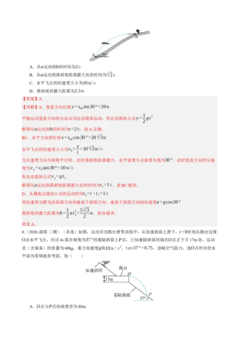 《第18讲抛体运动（专项训练）（湖南专用）（教师版）_地理_2027年高考地理一轮_2027年高考物理一轮课件+讲义+练习（湖南专用）-G331_2027版》第7页预览