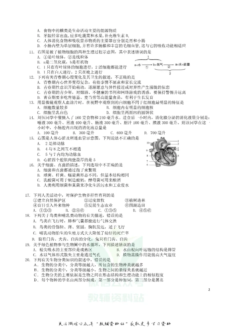 《2019湖南省益阳市中考生物真题及答案_初高中资料库_初中资料库（转存避免链接过期失效）_初中生物》第2页预览