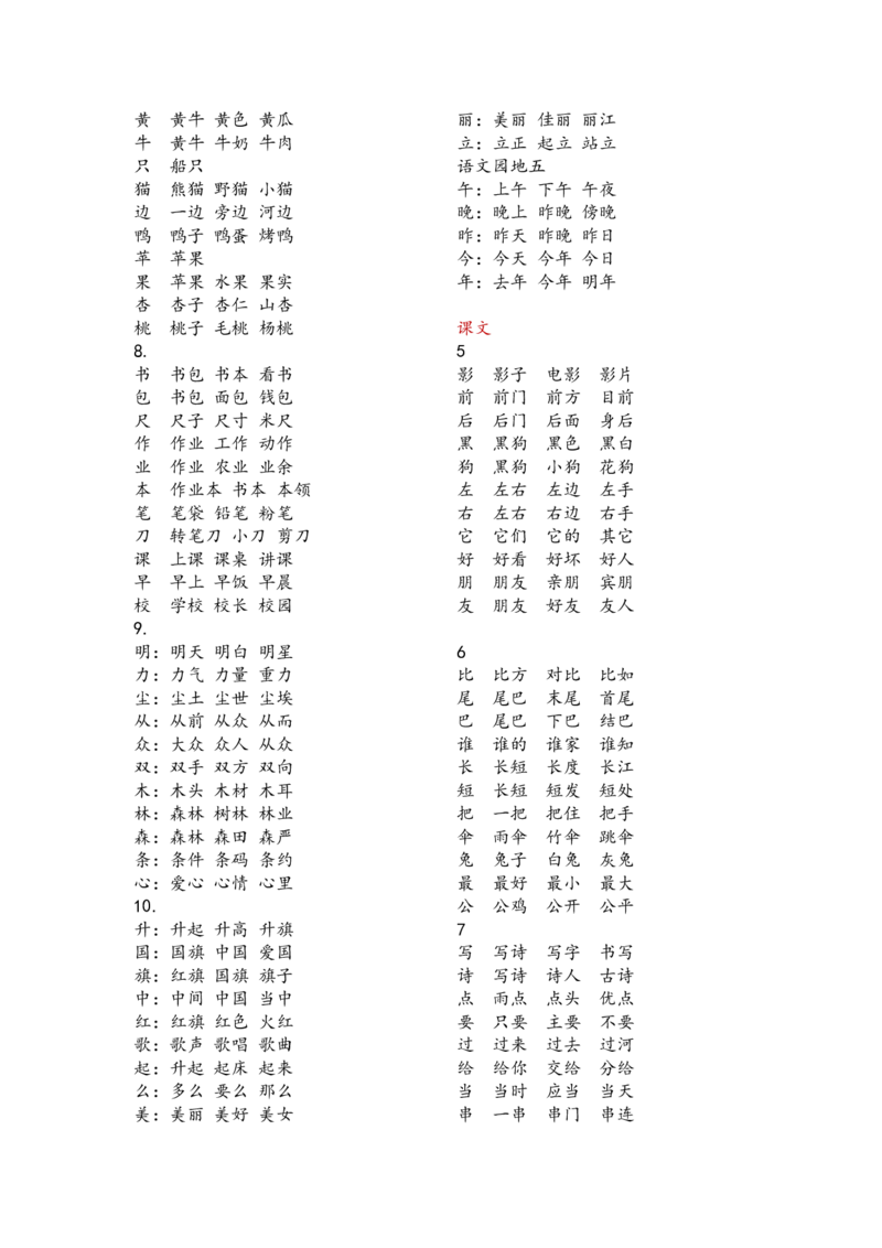 《词语表》第3页预览