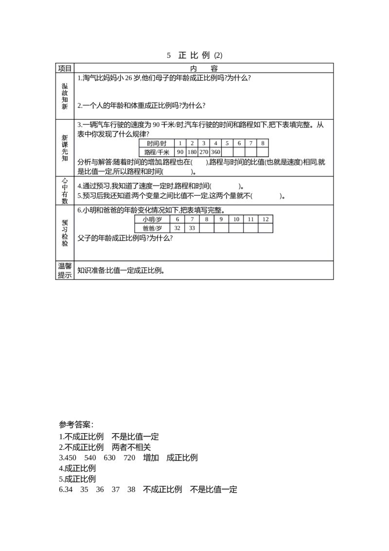 《4.5正比例(2)_26春小学语数英道科各版本《课件+教案》_26春各版本数学《课件+教案》1-6年级下册_26春北师大版数学1-6年级下册教案课件PPT_第四单元正比例与反比例(教案+学案)_学案》第1页预览