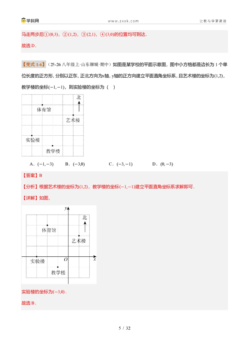 《专题01平面直角坐标系的基础知识（题型专练）（解析版）_2026秋初中教辅合集_2027学科网&_2027新《8上数学•同步备课资料合集》（新教材北师大）_题型专练》第5页预览