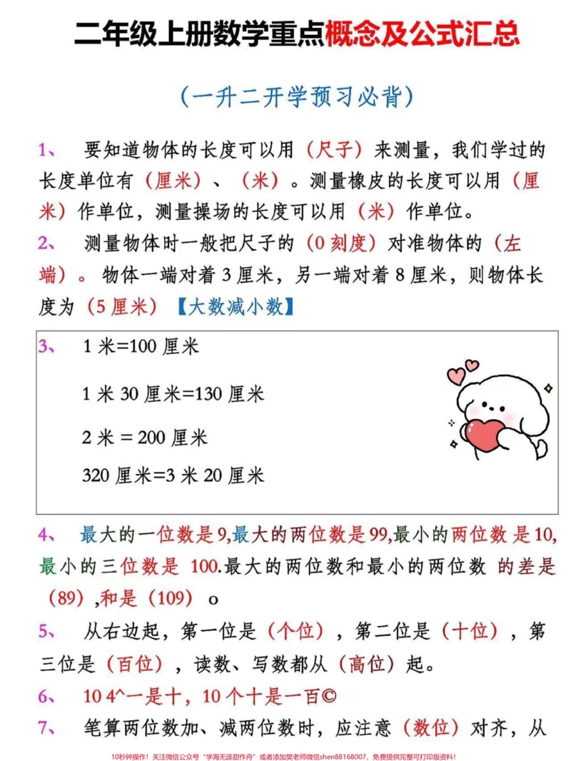 《一升二数学必背重点概念及公式汇总。一升二数学暑假必背重点概念及公式汇总。老师给大家整理出来了。都是考试常考必考重点,家长收藏打印出来给孩子学习。开学轻松掌握语文重点,有电子版可打印!!!#二年级数学#公式#知识点总结#小学数学@qunju888.com小助手》第2页预览