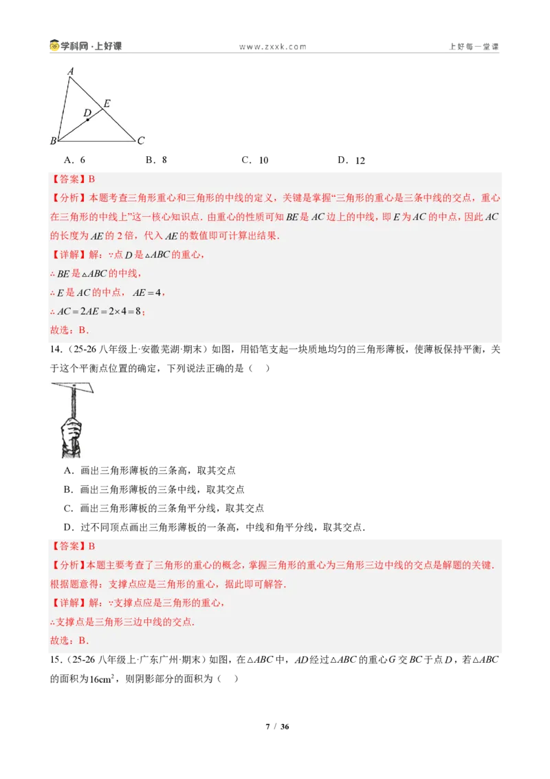 《专题01与三角形有关的线段（专项训练）（解析版）_2026秋初中教辅合集_2027学科网&_2027新《8上数学•同步备课资料合集》（新教材人教）_2027新《8上数学•专项训练》（新教材人教）》第7页预览