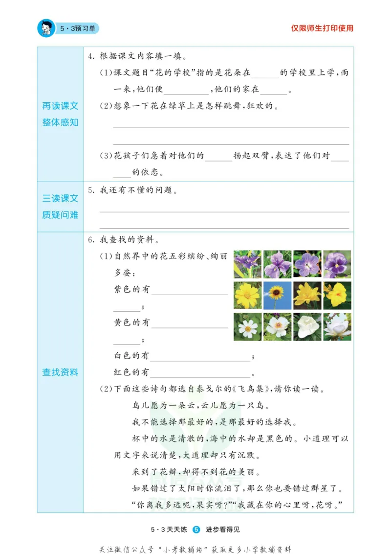 《2022秋5·3预习单三年级上册语文部编版》第7页预览