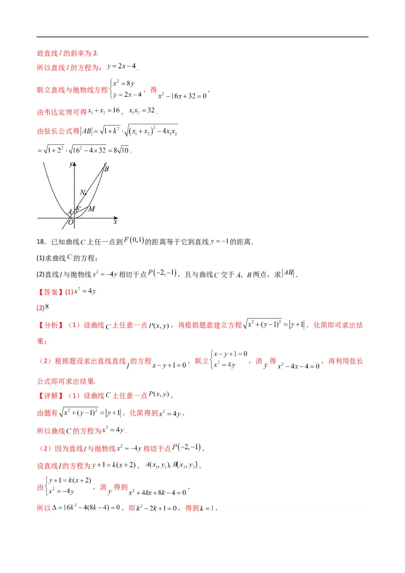 《专题16抛物线的几何性质（高效培优专项训练）数学人教B版2019选择性必修第一册（解析版）_2027高中必刷题_必刷题2027_2027高一高二必刷题_数学_5.人教B版高中数学讲义选择性必修一_2026版》第10页预览