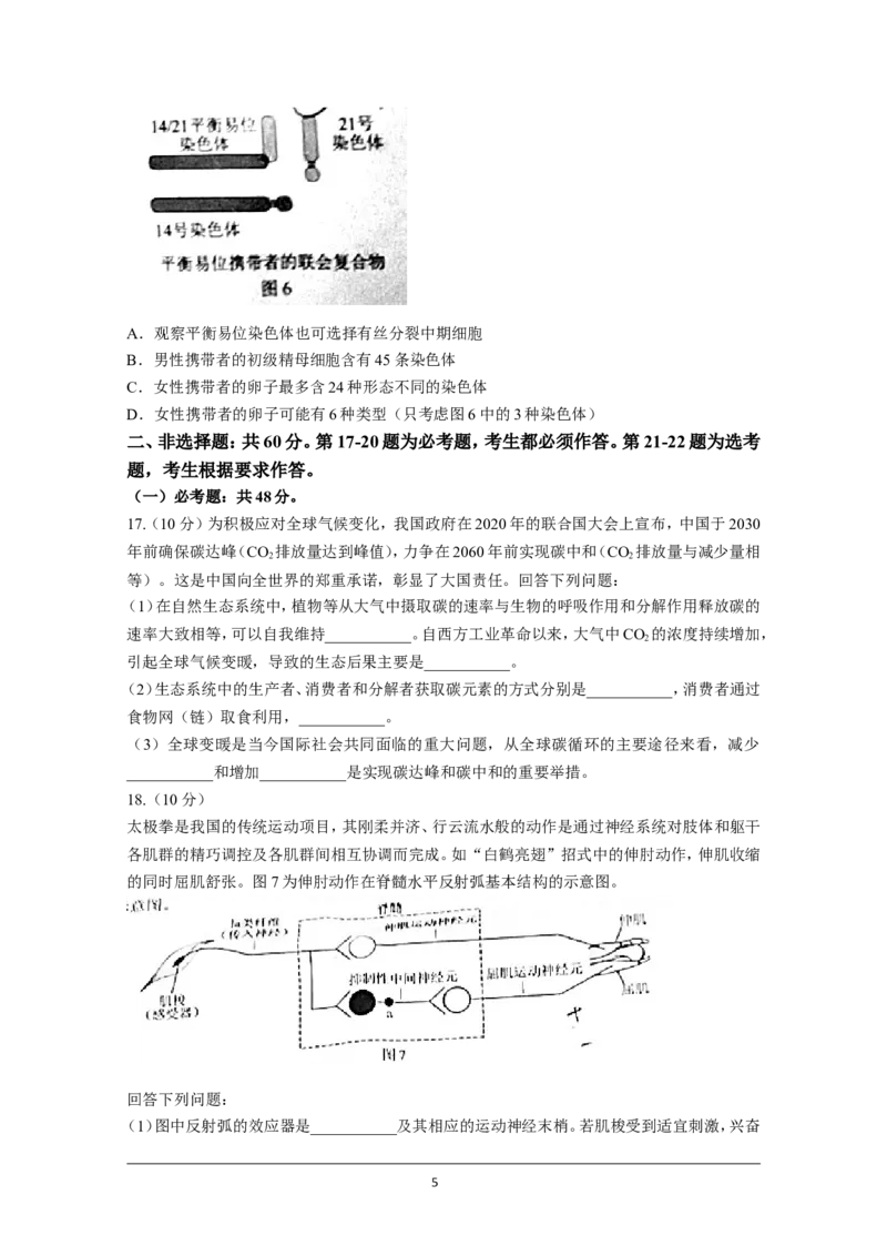 《2021年高考真题——生物（广东卷）(原卷版）(1)_高考一二三轮复习_生物_2027年高考生物专项_2008年-2026年生物高考真题-G427_2021年高考_2021新高考广东生物卷》第5页预览
