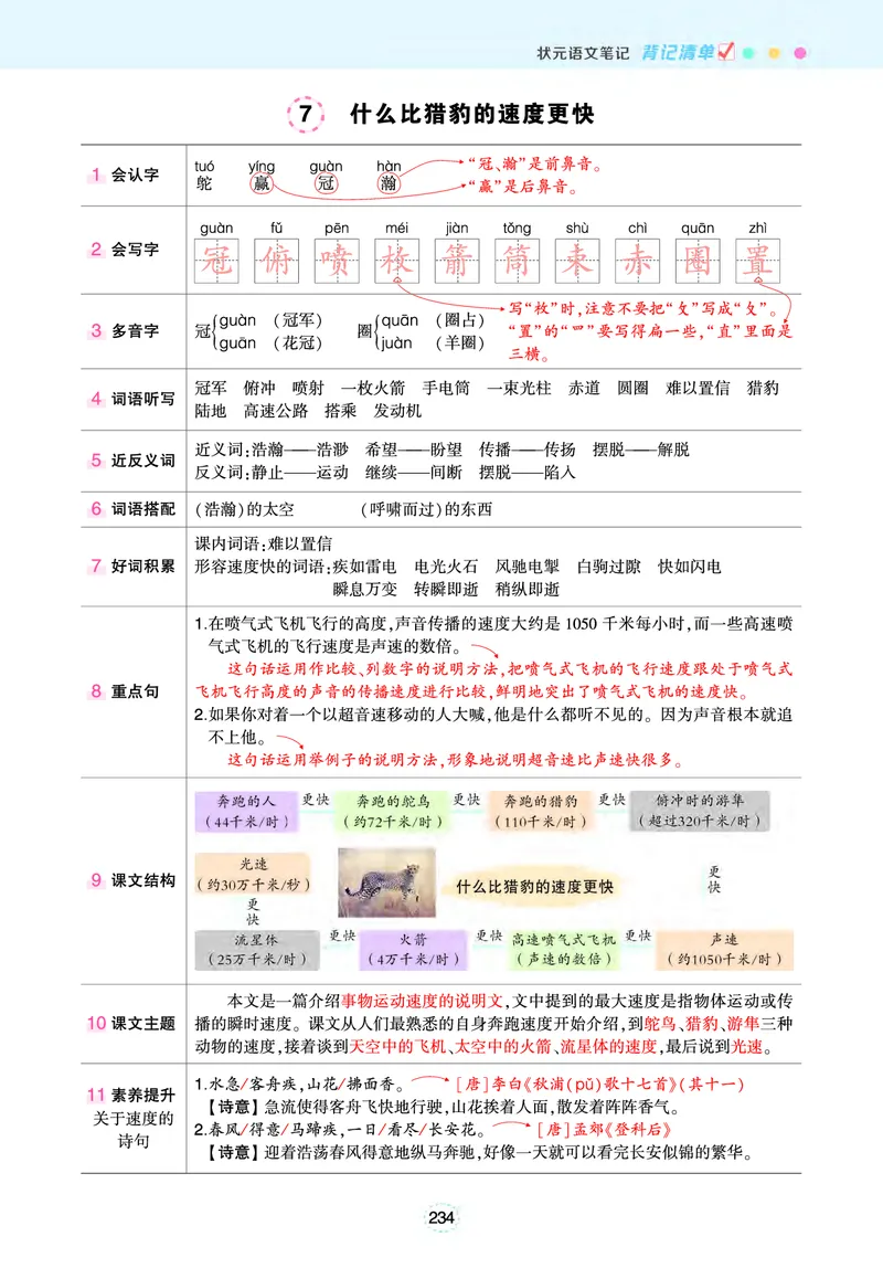 《五年级状元语文笔记（背记清单）》第7页预览
