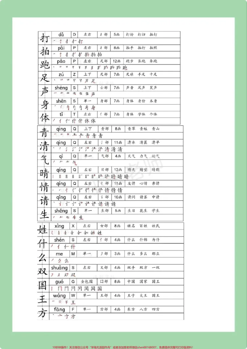 《#一年级#一年级语文#生字#笔顺#组词家长为孩子保存练习可打印》第3页预览