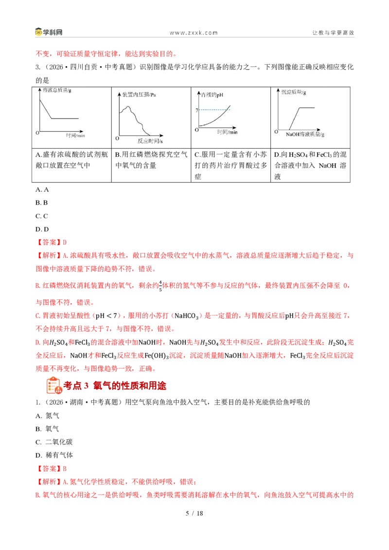 《专题03空气和氧气(1年汇编)(全国通用01期)(解析版)_2026秋初中教辅合集_2027学科网&_2027新好题汇编_2027好题汇编2026年中考化学真题分类汇编(化学)(全国通用)》第5页预览