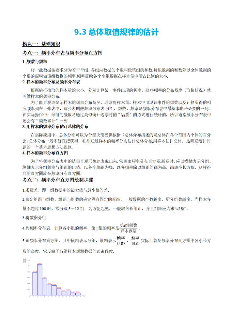 《9.3总体取值规律的估计（解析版）(1)_2026版高中《二三轮复习+冲刺复习》_统计PDF_单独的原卷+解析版》第2页预览