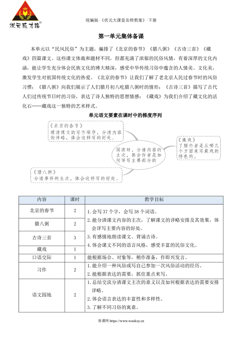 《1北京的春节新学习单教案_26春小学语数英道科各版本《课件+教案》_26春1-6年级下册语文教案课件_语文《状元大课堂课件+教案》26春_6年级语文《状元大课堂课件+教案》26春_808》第1页预览