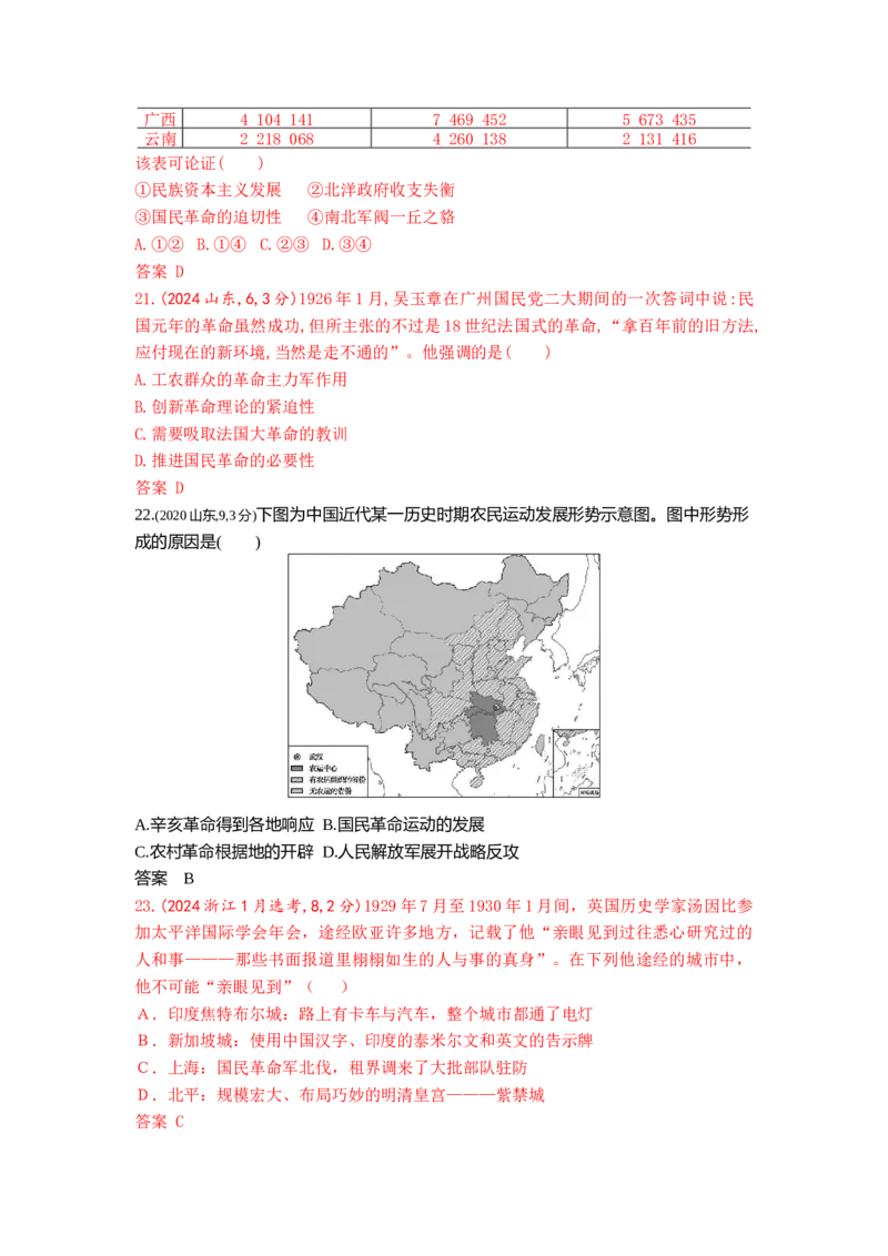 《8_7_第七单元中国成立与新民主主义革命的胜利真题汇编_2026版教学资源包_202653高考总复习A版_山东版_2026版.山东版.选考总复习.历史.5·3A版_三、十年高考真题分类（Word）》第6页预览