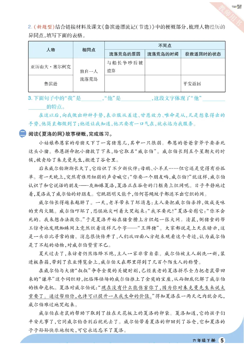 《六（下）语文单元课文同步类文拓展阅读_6年级下册同步教辅_6下-语文_六下语文阅读理解》第5页预览