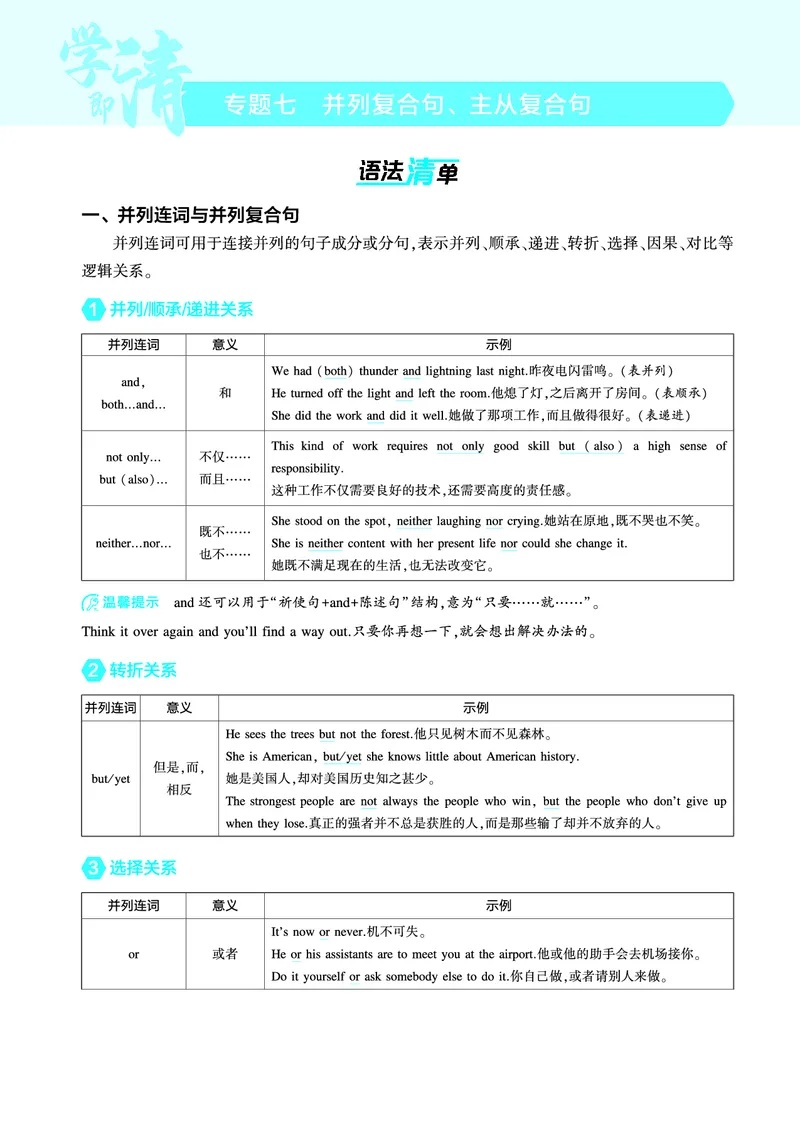 《1_专题七_并列复合句、主从复合句（教参PDF）_2025版教学资源包_（总复习系列）2025版《5年高考3年模拟》新高考版A版（⭐全科）_2025版.新高考版.高考总复习.英语.5·3A版_3_PDF教参电子书》第1页预览