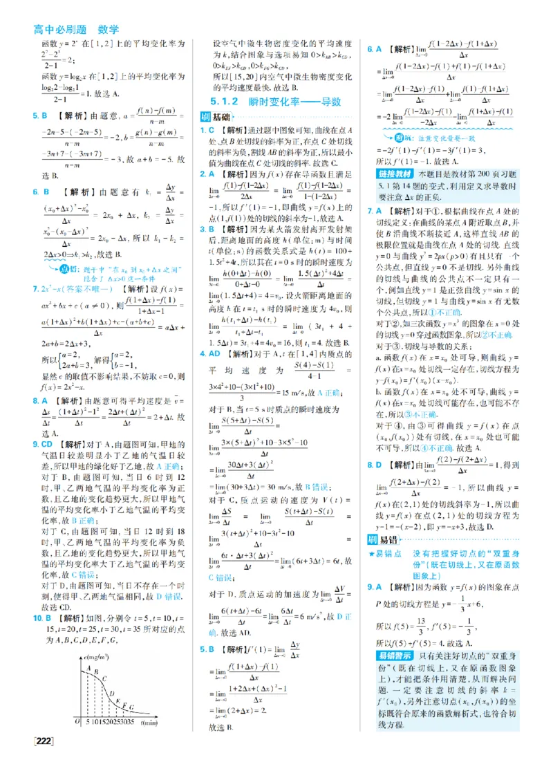《7、导数的概念导数在研究函数中的应用_2027高中必刷题_必刷题2027_2027高一高二必刷题_数学_9、数学苏教选择性必修1必刷题27_答案》第2页预览