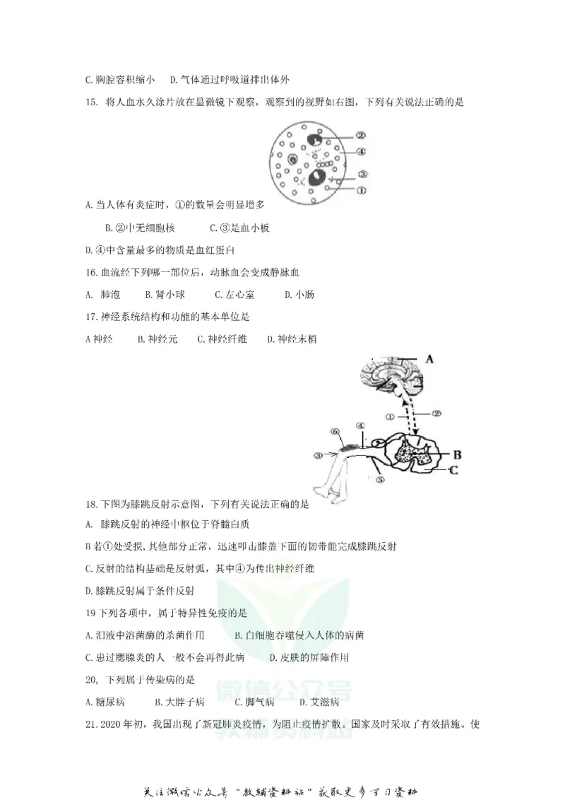 《2020四川广安中考生物真题及答案_初高中资料库_初中资料库（转存避免链接过期失效）_初中生物》第3页预览