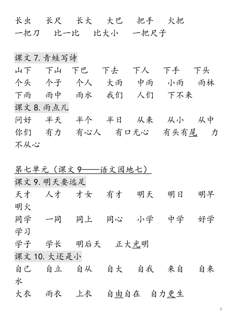 《全册词语手册》第3页预览