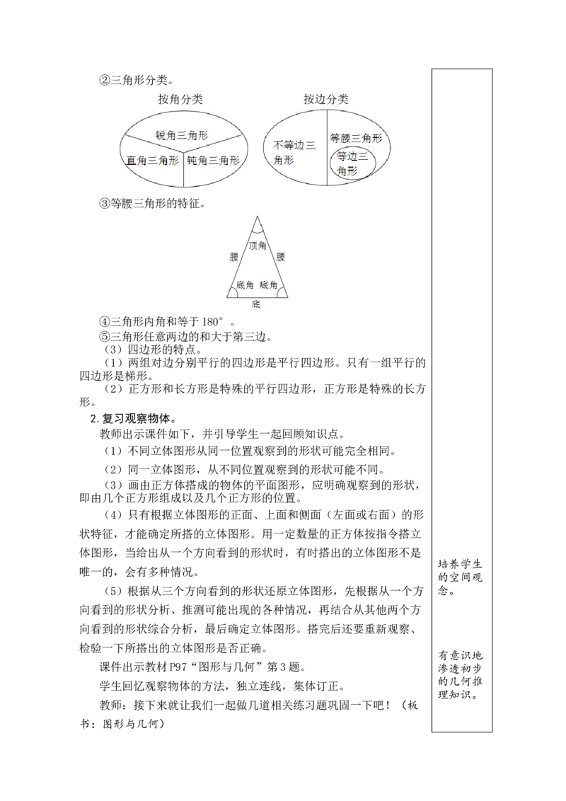 《3.图形与几何_26春小学语数英道科各版本《课件+教案》_26春各版本数学《课件+教案》1-6年级下册_26春北师大版数学1-6年级下册教案课件PPT_26春绿卡学霸-4数-北师-备课教案_总复习》第2页预览