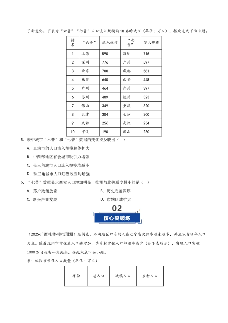 《第20讲人口与地理环境（专项练习）（学生版）_地理_2026年_2026年高考地理一轮课件+讲义+练习（安徽专用）-G326》第3页预览