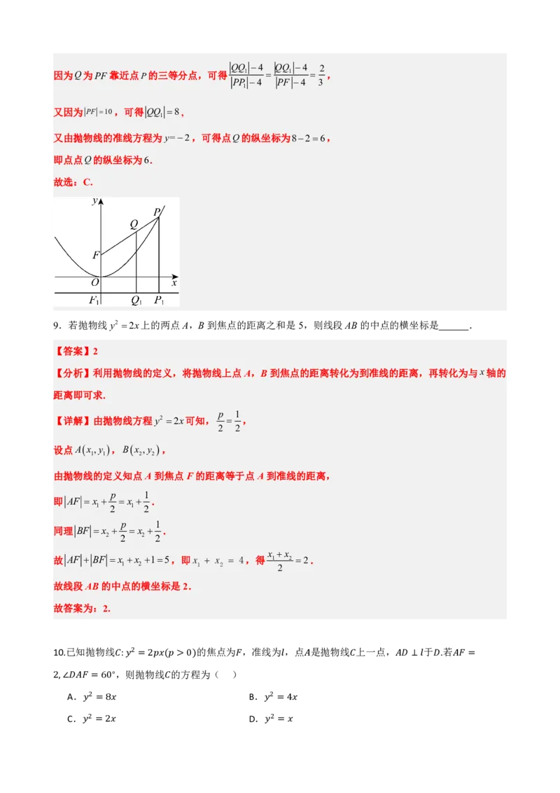 《3.5抛物线及其标准方程（解析版）(1)_2026版高中《二三轮复习+冲刺复习》_圆锥曲线PDF矢量版_原卷版+解析版》第8页预览