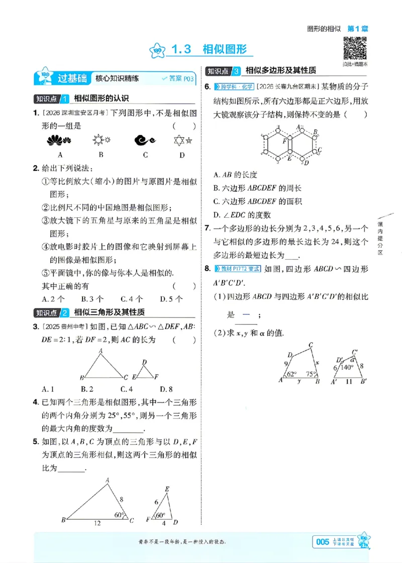 《26秋初中一遍过九上数学湘教主书_2026秋初中教辅合集_2027一遍过_2026《一遍过》9上_2027《天星教育•一遍过》9上数学（湘教版）》第5页预览