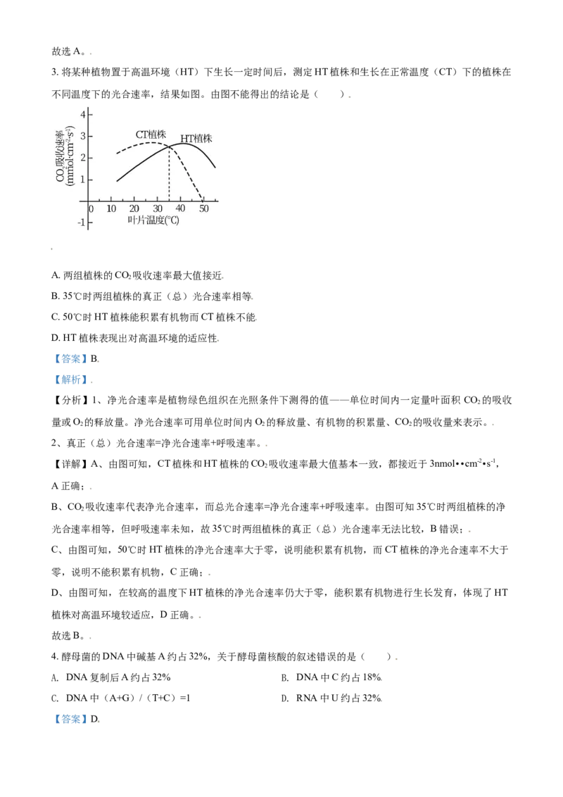 《2021年北京市高考生物试卷（含解析版）(1)_高考一二三轮复习_生物_2027年高考生物专项_2008年-2026年生物高考真题-G427_2008-2020年高考_地方卷_北京高考生物08-21_A4word版》第2页预览