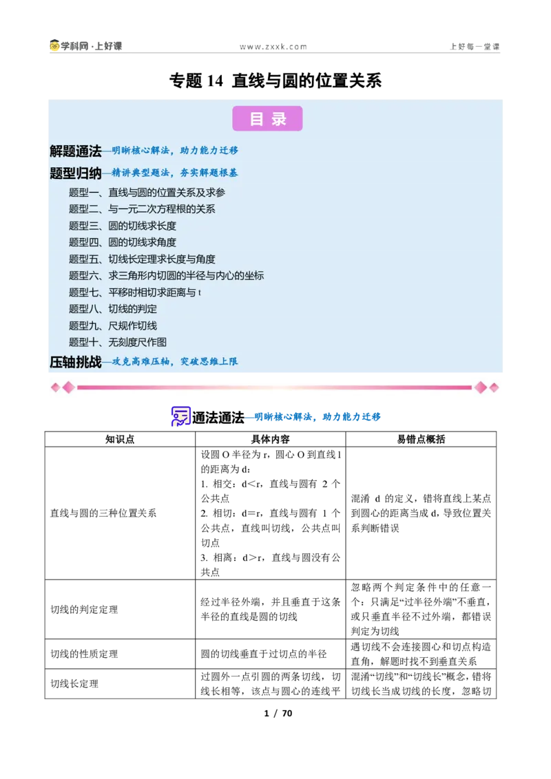 《专题14直线与圆的位置关系的十类综合题型(压轴题专项训练)数学新教材苏科版九年级上册(解析版)_2026秋初中教辅合集_2027学科网&》第1页预览