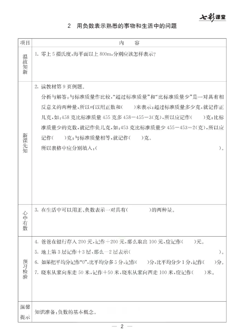 《冀教版六年级下册数学预习卡_6年级下册同步教辅_6下-英语_六下语数英预习资料》第2页预览