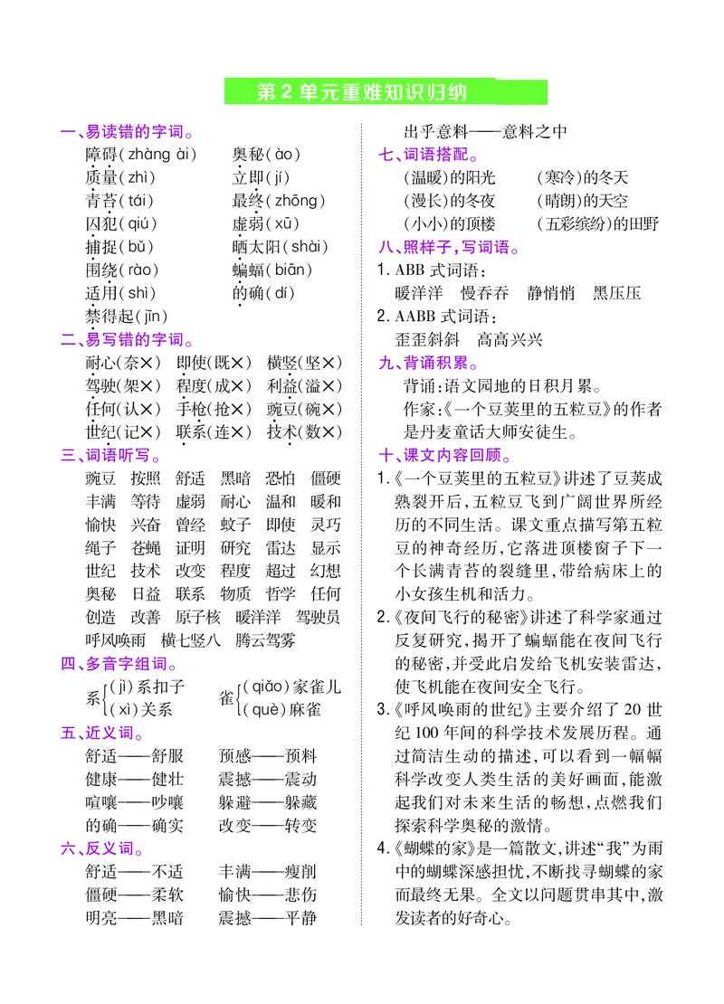 《四年级上册重难知识归纳_4年级上册同步教辅_4上-语文_四上语文专项练习》第2页预览