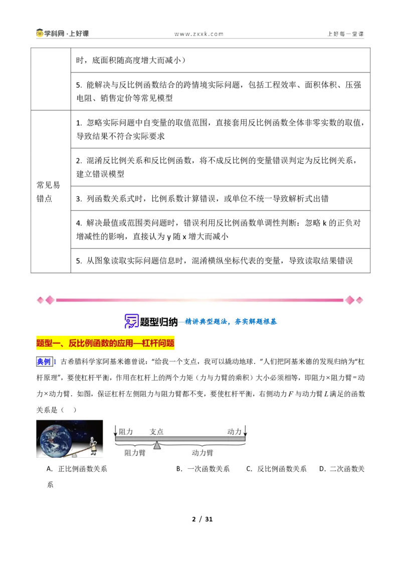 《专题05用反比例函数解决应用的十四类综合题型(压轴题专项训练)数学新教材苏科版九年级上册(原卷版)_2026秋初中教辅合集_2027学科网&》第2页预览