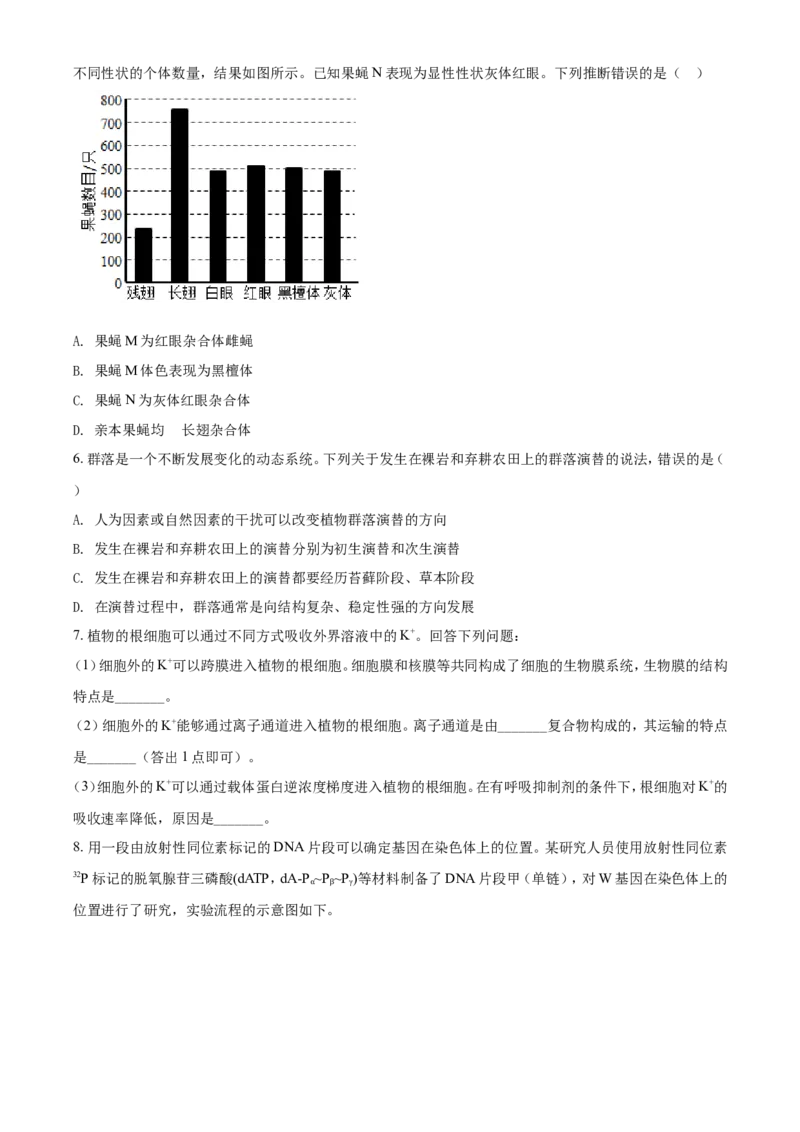 《2021年全国统一高考生物试卷（全国甲卷）（原卷版）(1)_高考一二三轮复习_生物_2027年高考生物专项_2008年-2026年生物高考真题-G427_2021年高考_2021全国甲卷—理综生物》第2页预览