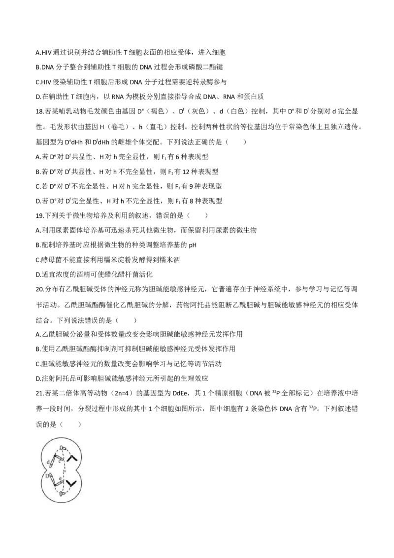 《2020年浙江省高考生物7月（原卷版）(1)_高考一二三轮复习_生物_2027年高考生物专项_2008年-2026年生物高考真题-G427_2008-2020年高考_地方卷_浙江高考生物08-21_A4word版》第4页预览