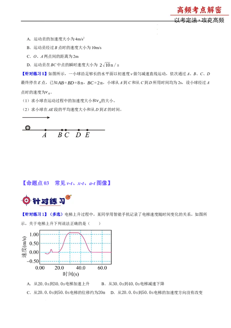 《专题01匀变速直线运动及运动图像的运用（分层练）（原卷版）(1)_2026版高中《二三轮复习+冲刺复习》》第4页预览