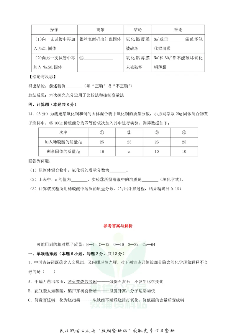 《2019贵州省黔东南州化学试题及答案_初高中资料库_初中资料库（转存避免链接过期失效）_初中化学》第5页预览