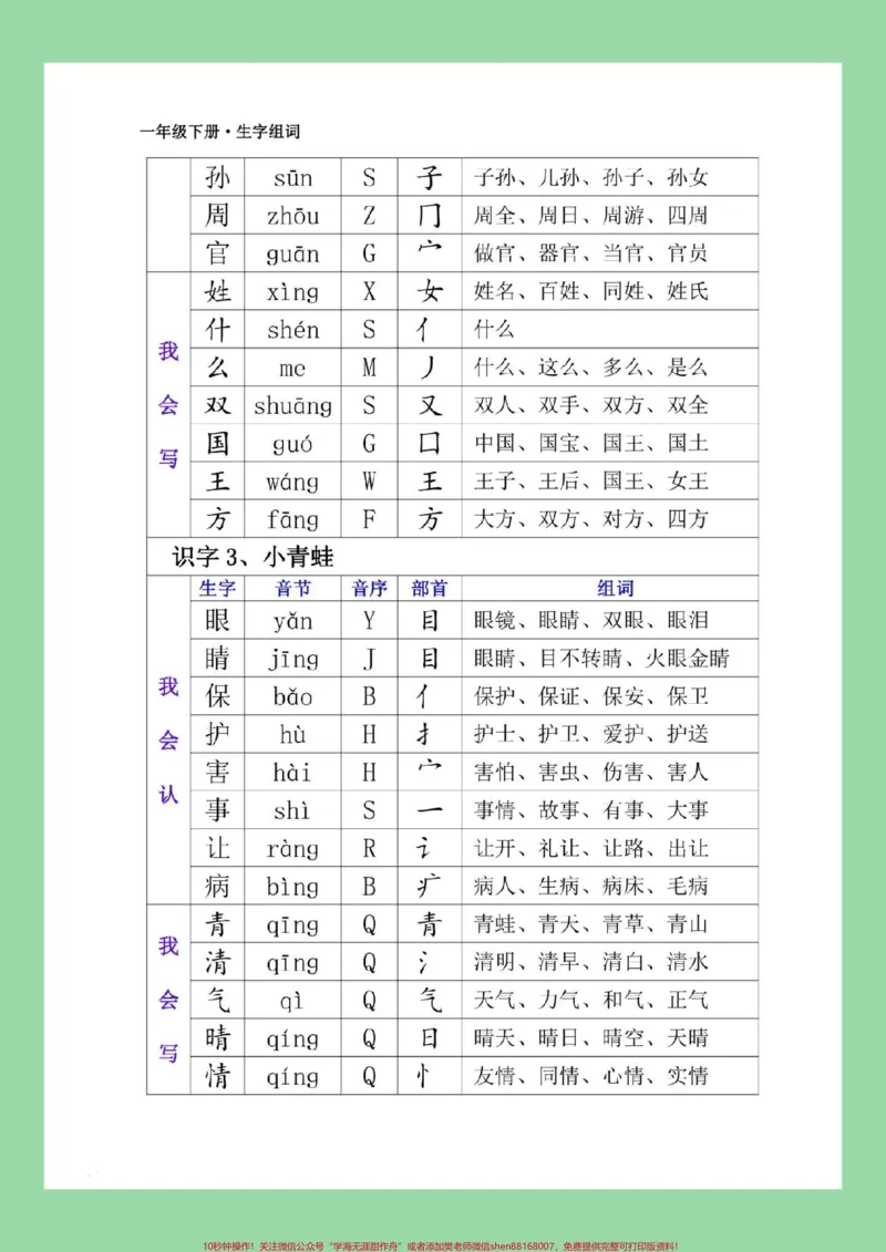 《#一年级语文#生字#组词#好好学习天天向上家长为孩子保存学习》第3页预览