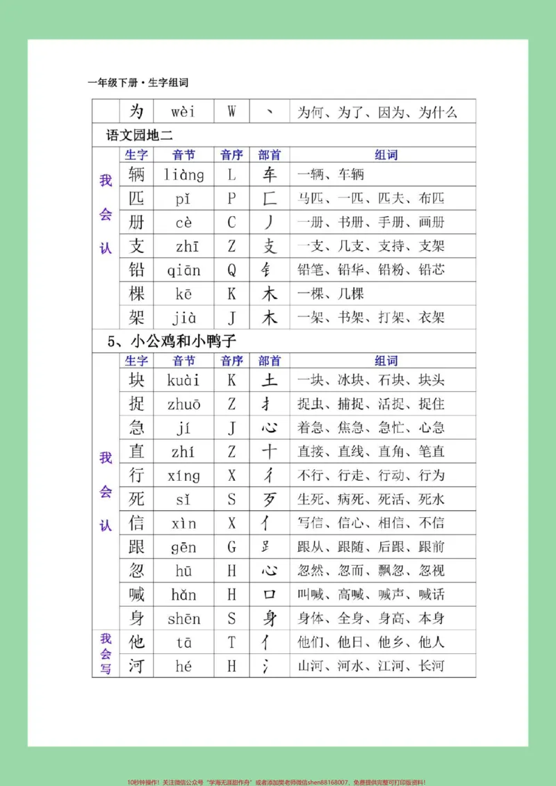 《#一年级语文#生字#组词#好好学习天天向上家长为孩子保存学习》第8页预览