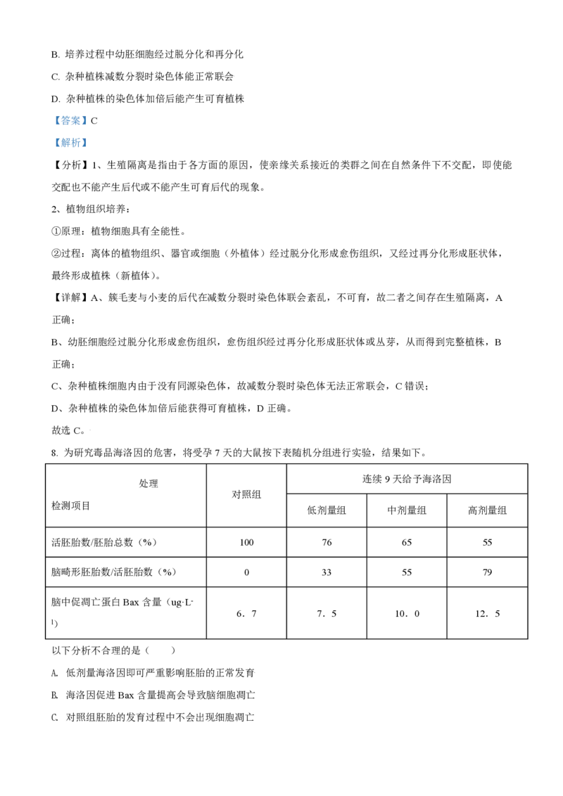 《2021年北京市高考生物试卷（含解析版）(1)_高考一二三轮复习_生物_2027年高考生物专项_2008年-2026年生物高考真题-G427_2008-2020年高考_地方卷_北京高考生物08-21_A4word版_PDF版（赠送）》第5页预览
