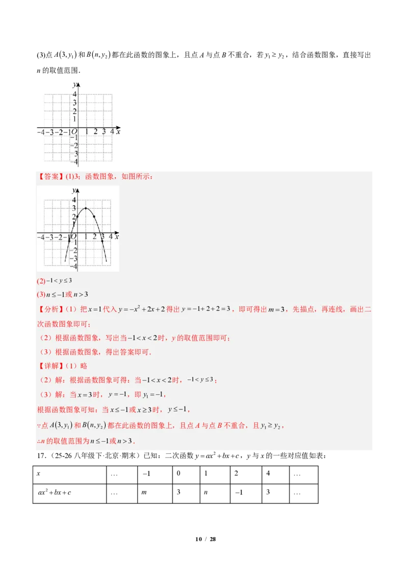 《专题01二次函数的图象和性质（专项训练）（解析版）_2026秋初中教辅合集_2027学科网&_2026秋《同步备课系列》9上数学_第二十六章二次函数_单元复习》第10页预览