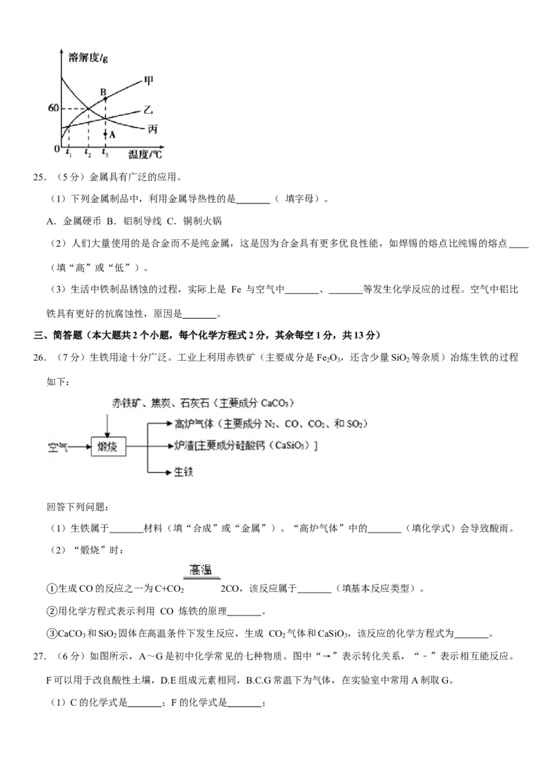 《2019-2020学年广西南宁市天桃实验中学九年级（下）开学化学试卷（解析版）_初中全科知识点总结和试卷_赠送习题试卷_初中3年学习辅助资料_1、初中学习资料_2024秋改版_九上化学课件最新版》第6页预览