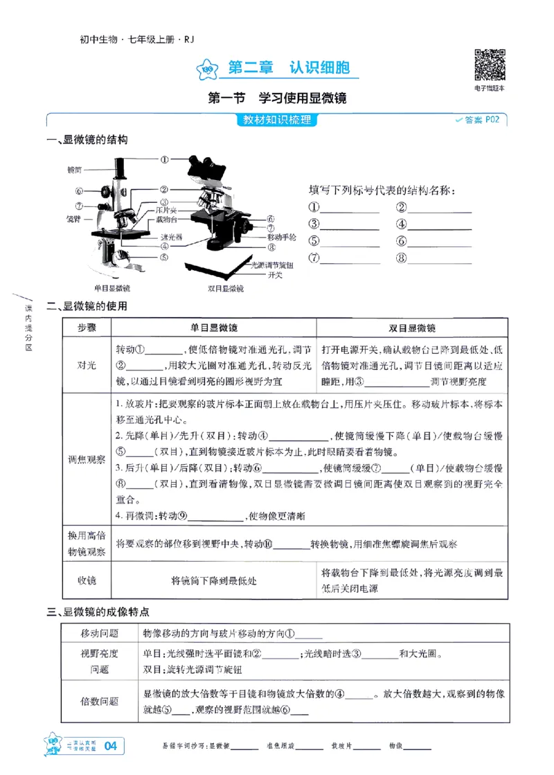 《26秋初中一遍过七上生物人教练习册-_2026秋初中教辅合集_2027一遍过_2026《一遍过》7上_2027《天星教育•一遍过》7上生物（人教版）》第4页预览