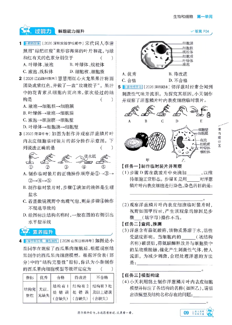 《26秋初中一遍过七上生物人教练习册-_2026秋初中教辅合集_2027一遍过_2026《一遍过》7上_2027《天星教育•一遍过》7上生物（人教版）》第9页预览