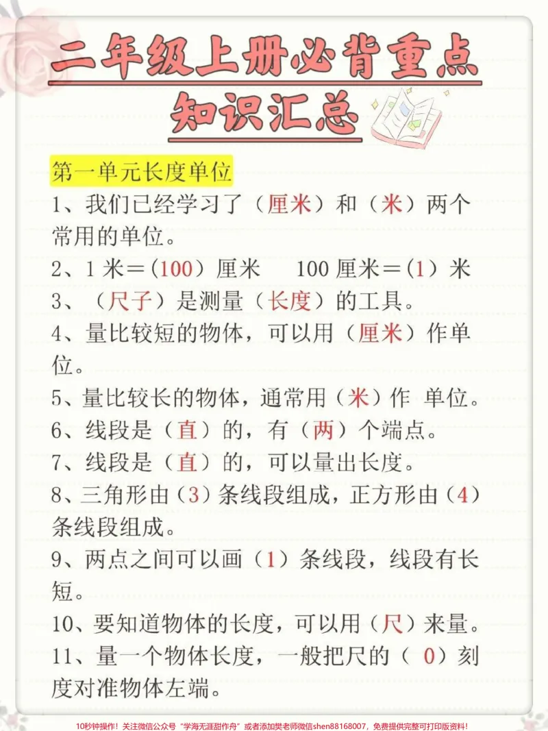 《一升二数学暑假必备重点知识汇总。#知识点总结#暑假#一升二#暑假预习#学霸秘籍》第2页预览