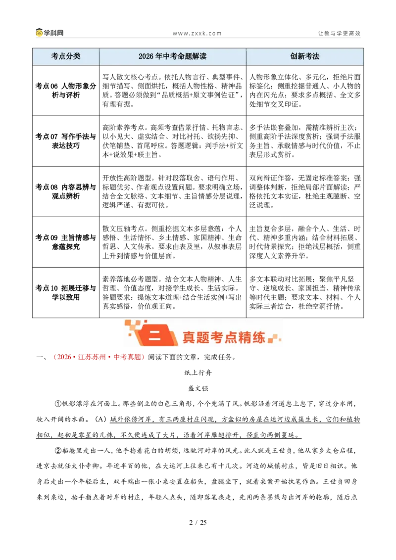 《专题08散文阅读（1年汇编）（全国通用01期）（原卷版）_2026秋初中教辅合集_2027学科网&_2027新好题汇编_2027好题汇编2026年中考语文真题分类汇编（语文）（全国通用）》第2页预览