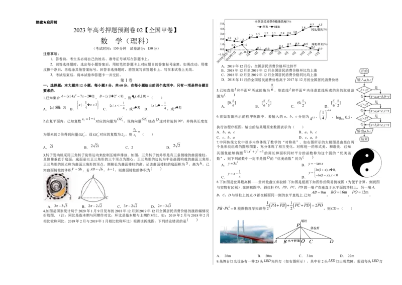 《2023年高考押题预测卷02全国甲卷理科（考试版）A3_数学_专项复习_2024年_2023年高考押题预测卷01数学》第1页预览