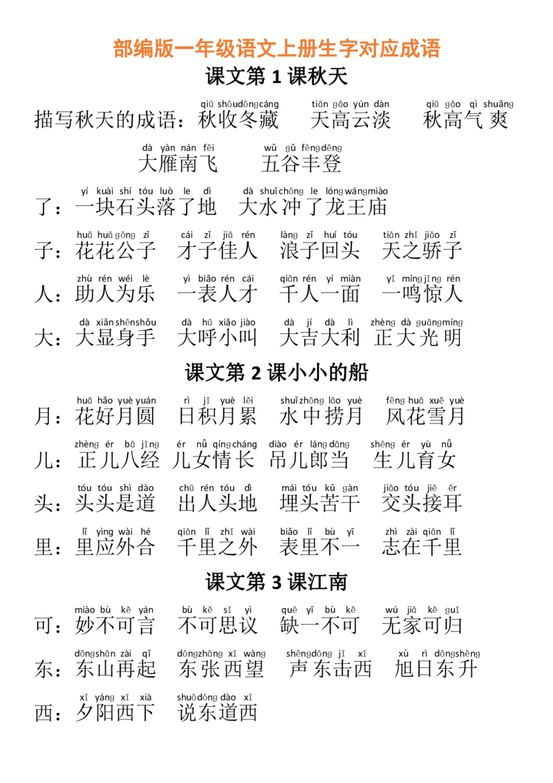 《生字对应成语》第1页预览